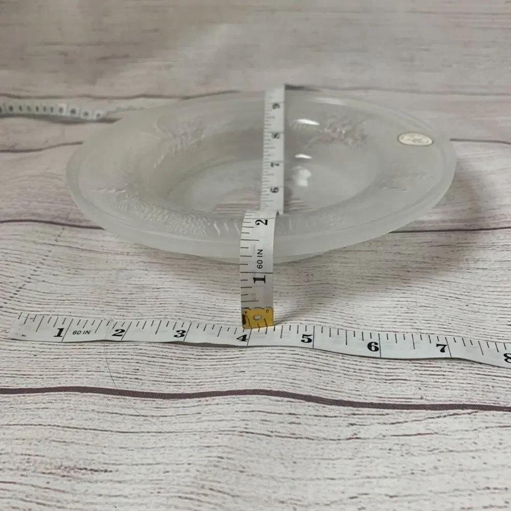 Vintage Celebrations Crystal Clear Frosted Plate Season Greetings Candle Dish 8
